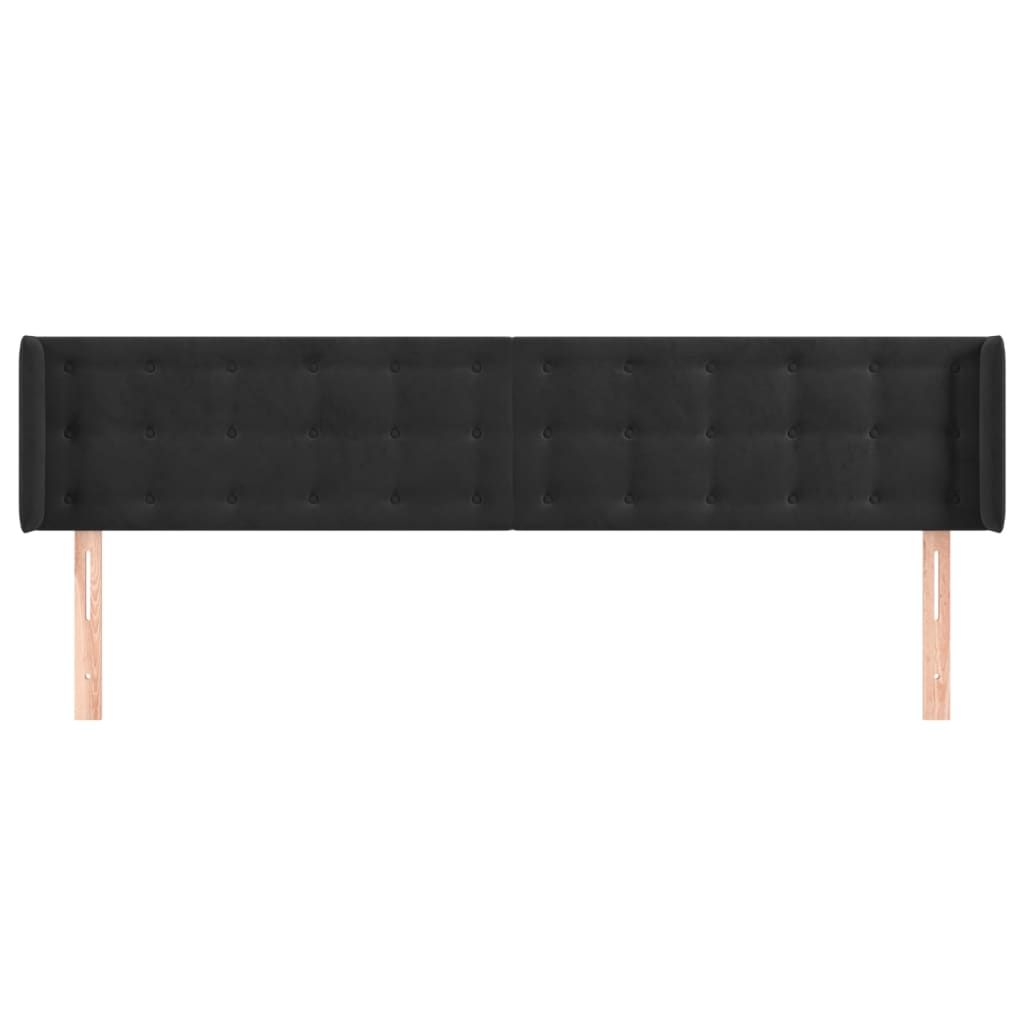 sengegavl med kanter 203x16x78/88 cm fløjl sort