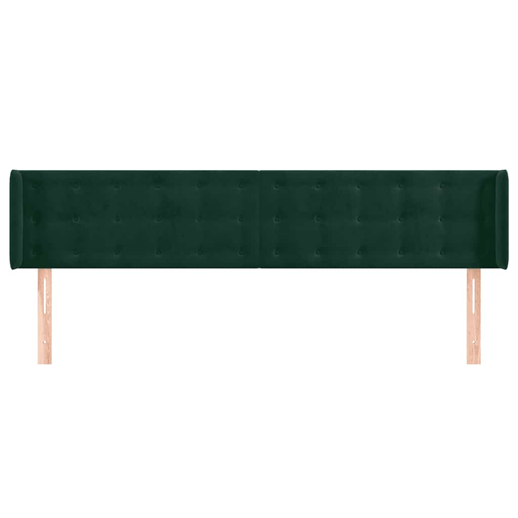 sengegavl med kanter 203x16x78/88 cm fløjl mørkegrøn