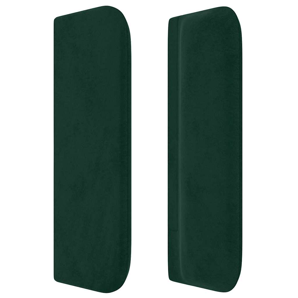 sengegavl med kanter 203x16x78/88 cm fløjl mørkegrøn
