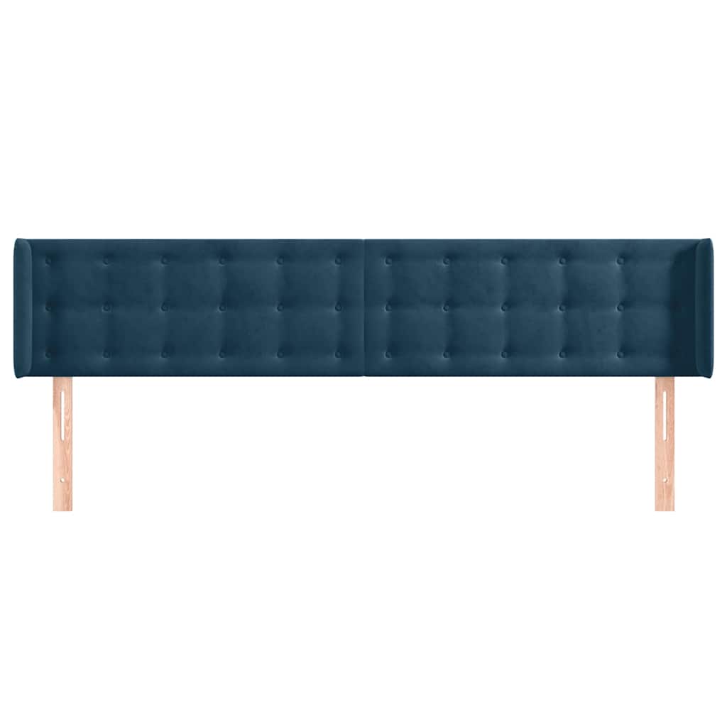 sengegavl med kanter 203x16x78/88 cm fløjl mørkeblå