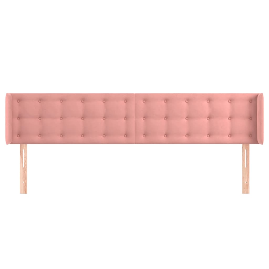 sengegavl med kanter 203x16x78/88 cm fløjl lyserød