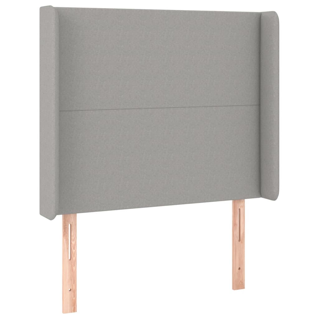 sengegavl med kanter 83x16x118/128 cm stof lysegrå
