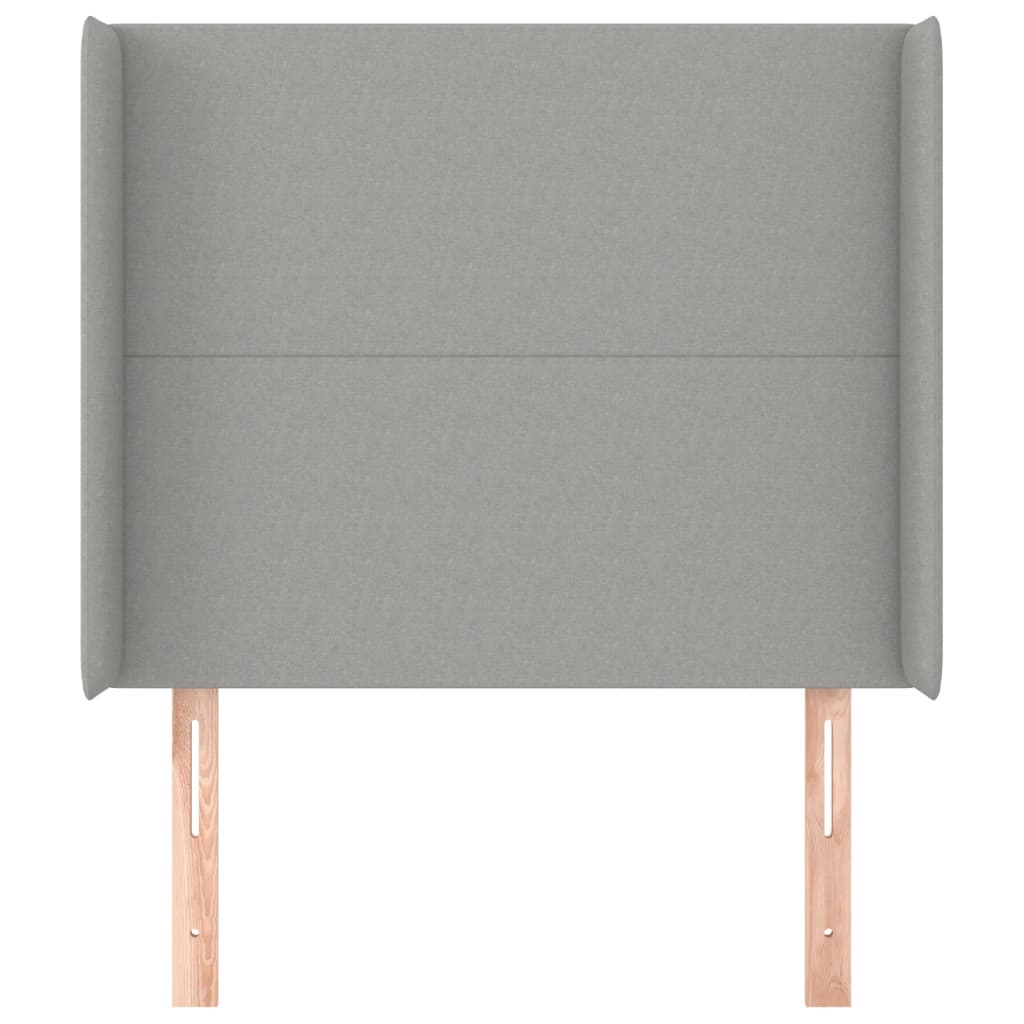 sengegavl med kanter 83x16x118/128 cm stof lysegrå