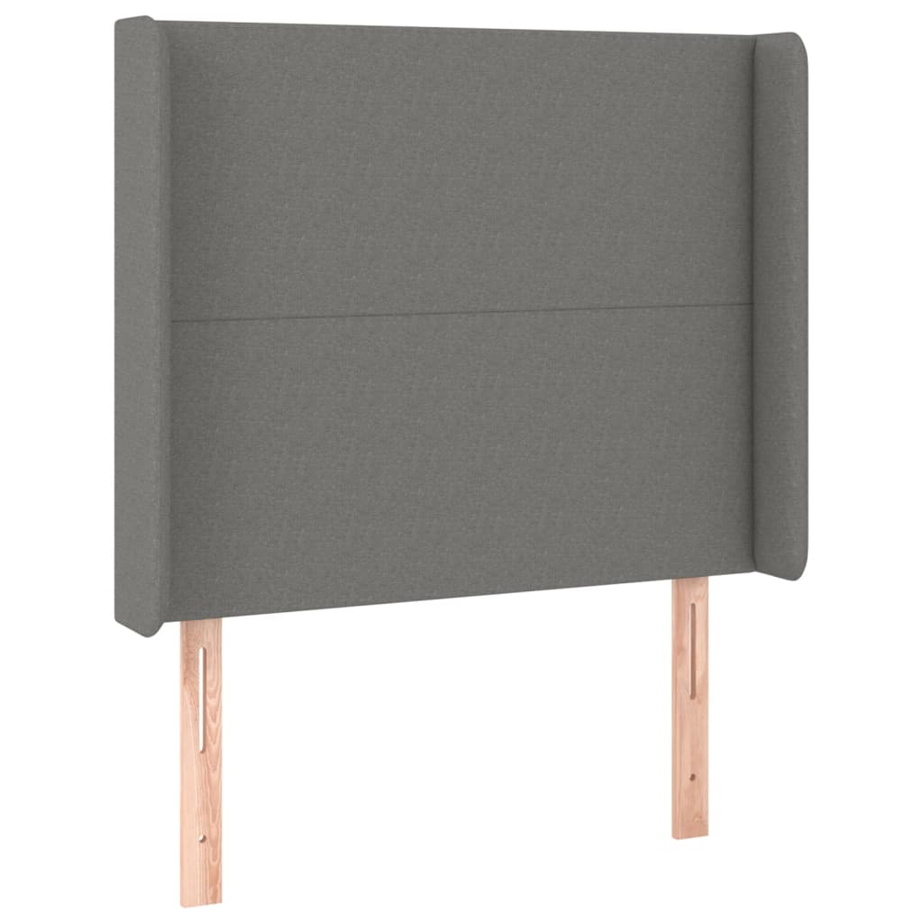 sengegavl med kanter 83x16x118/128 cm stof mørkegrå
