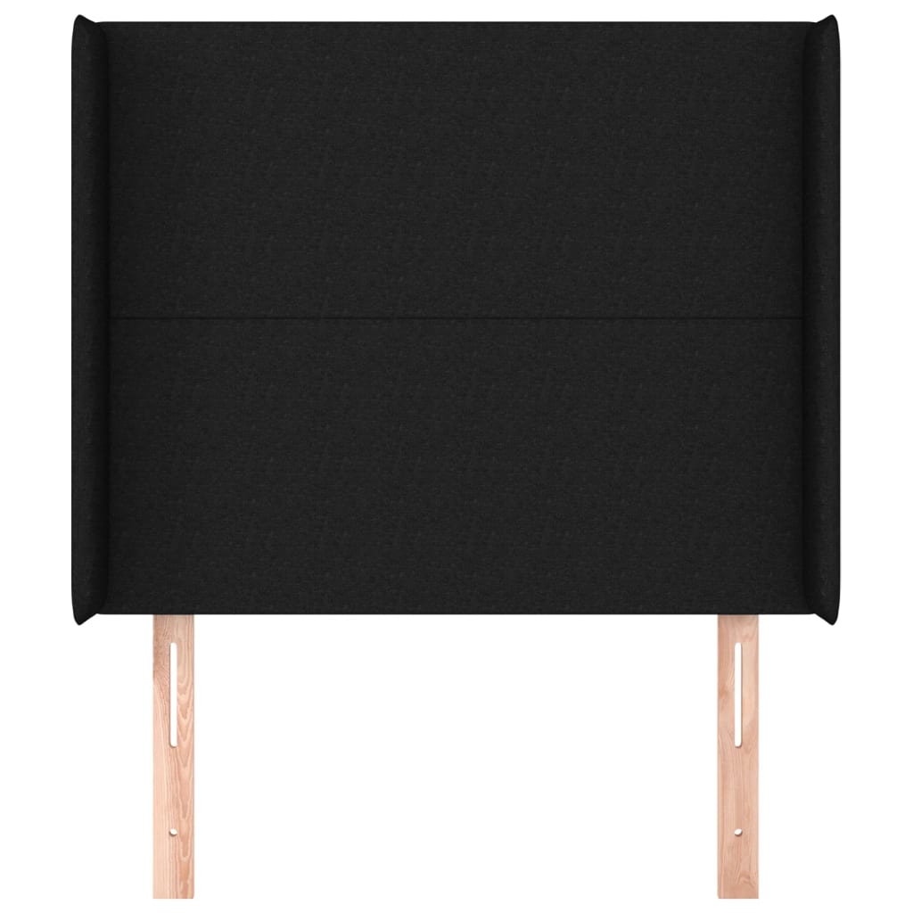 sengegavl med kanter 83x16x118/128 cm stof sort