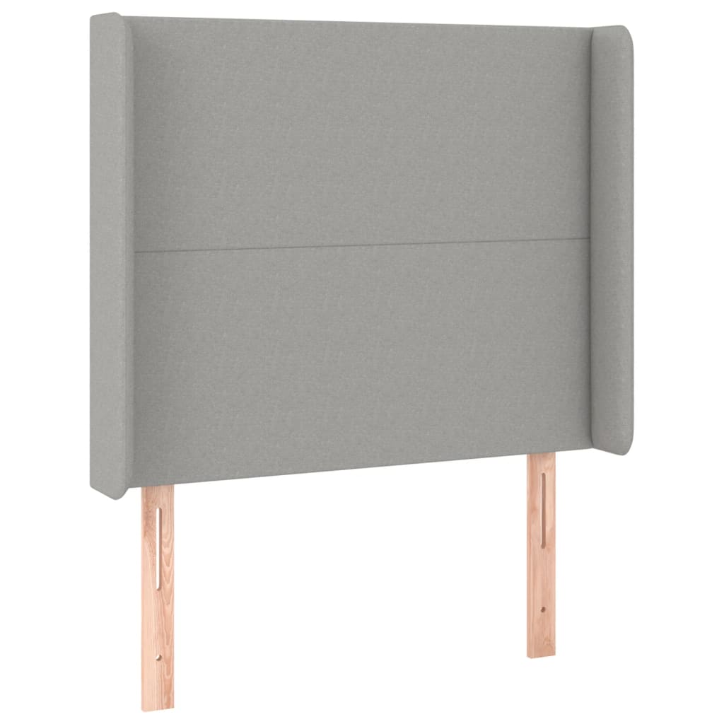sengegavl med kanter 93x16x118/128 cm stof lysegrå