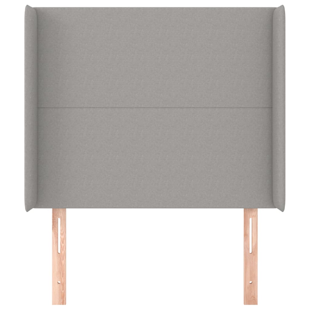 sengegavl med kanter 93x16x118/128 cm stof lysegrå