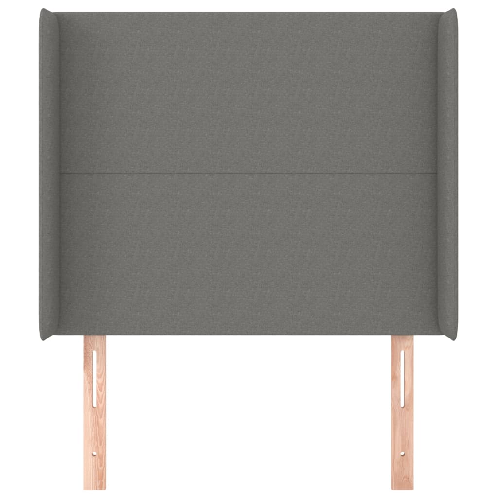 sengegavl med kanter 93x16x118/128 cm stof mørkegrå