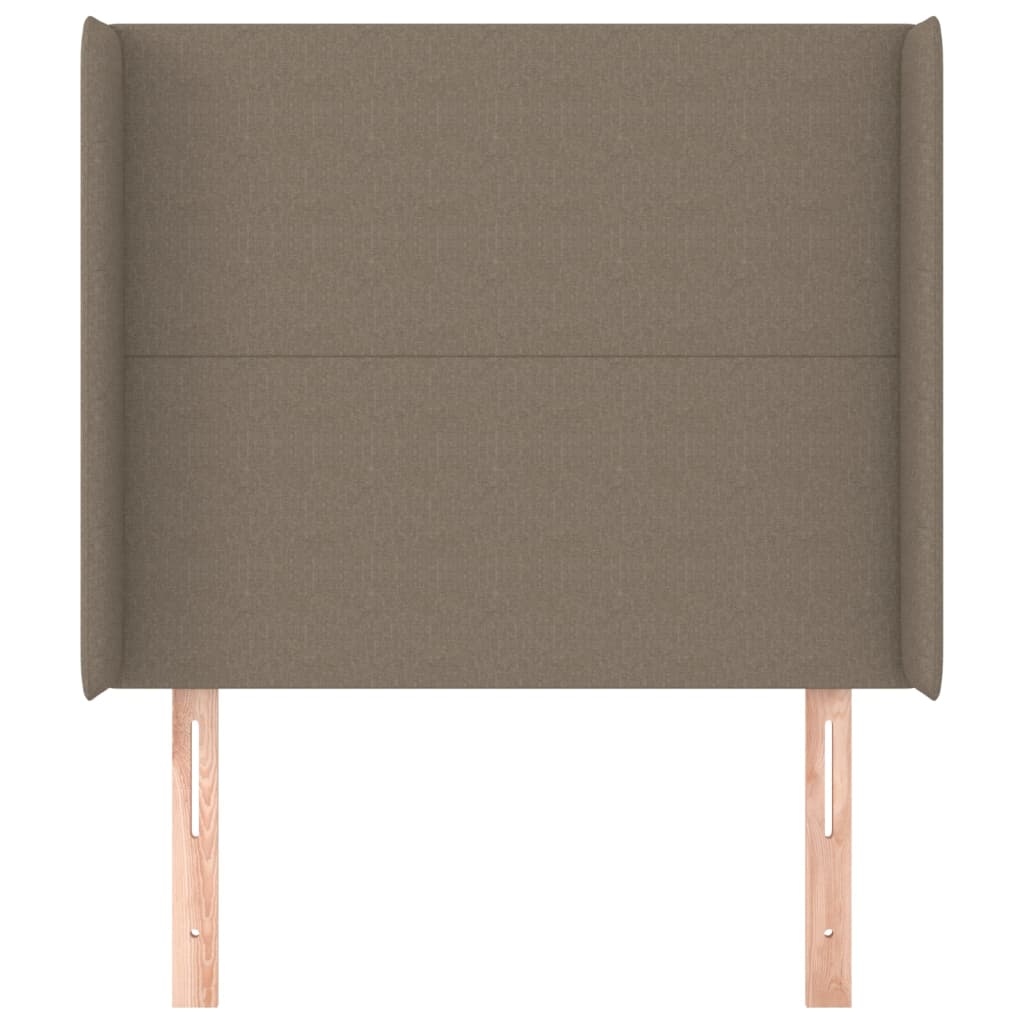 sengegavl med kanter 93x16x118/128 cm stof gråbrun