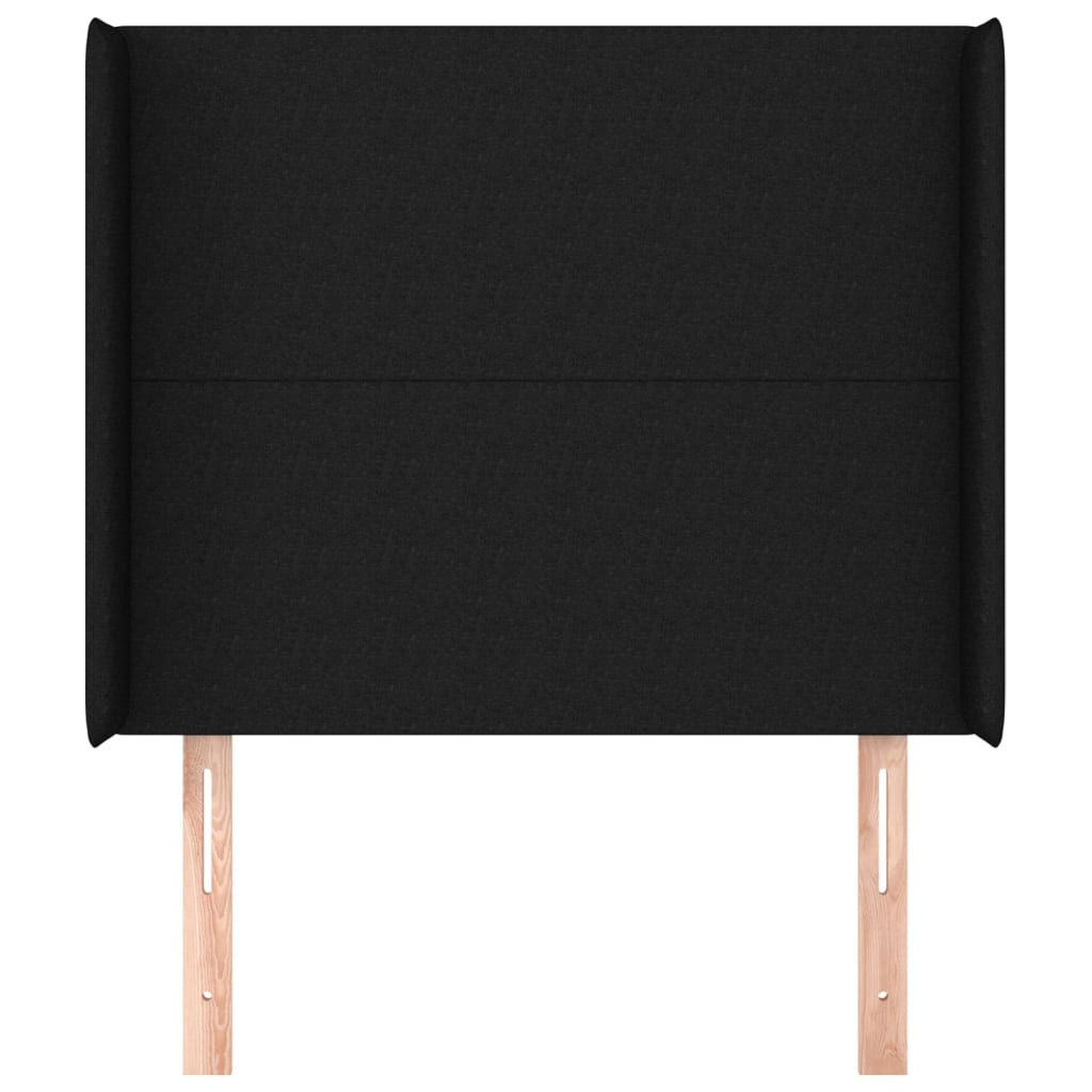 sengegavl med kanter 103x16x118/128 cm stof sort