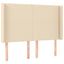 sengegavl med kanter 147x16x118/128 cm stof cremefarvet