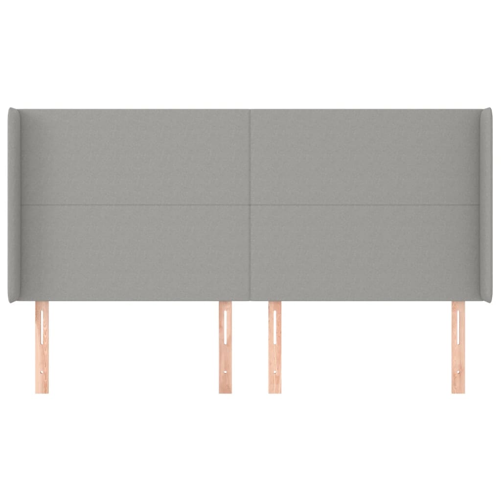 sengegavl med kanter 183x16x118/128 cm stof lysegrå