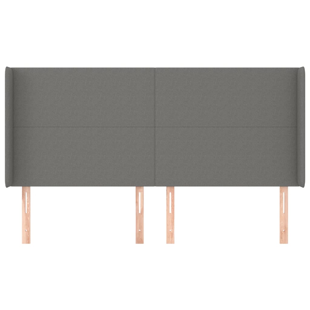 sengegavl med kanter 183x16x118/128 cm stof mørkegrå