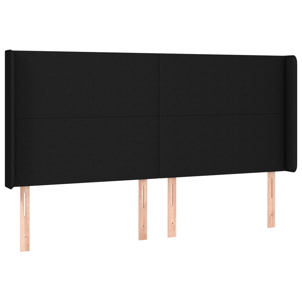 sengegavl med kanter 183x16x118/128 cm stof sort