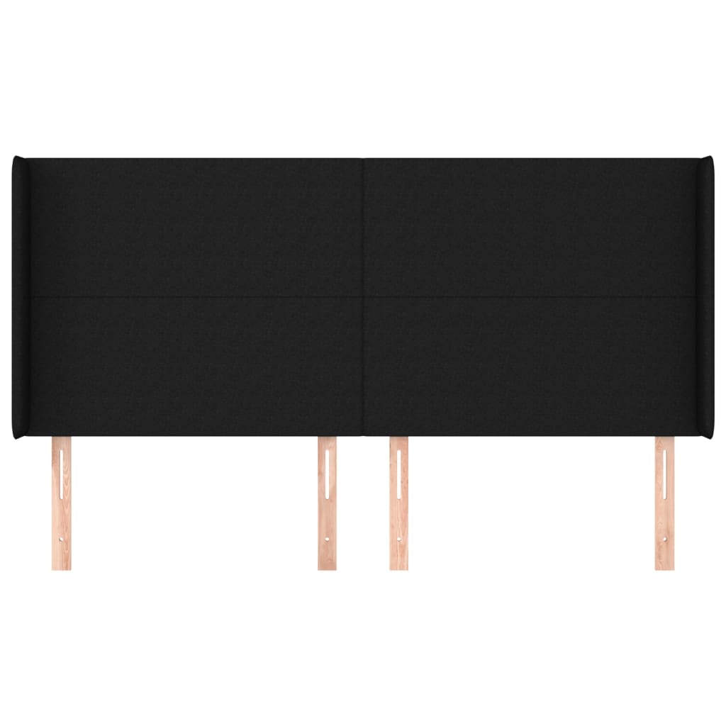 sengegavl med kanter 183x16x118/128 cm stof sort