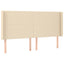 sengegavl med kanter 183x16x118/128 cm stof cremefarvet