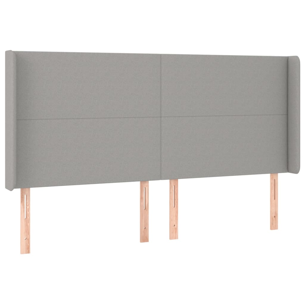 sengegavl med kanter 203x16x118/128 cm stof lysegrå