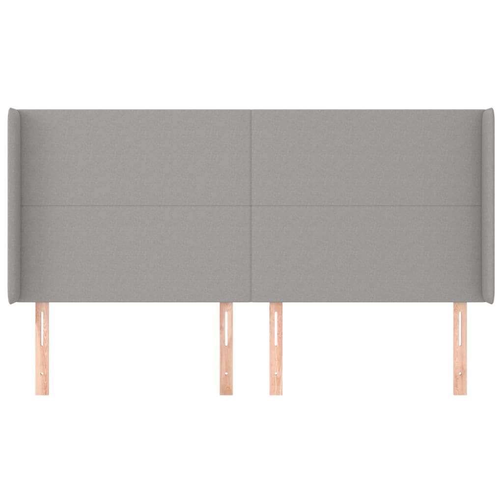 sengegavl med kanter 203x16x118/128 cm stof lysegrå