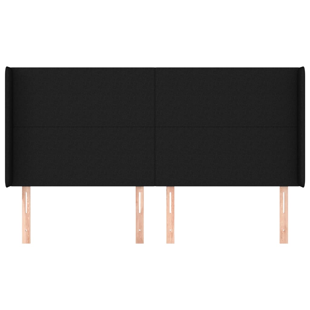 sengegavl med kanter 203x16x118/128 cm stof sort