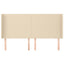 sengegavl med kanter 203x16x118/128 cm stof cremefarvet