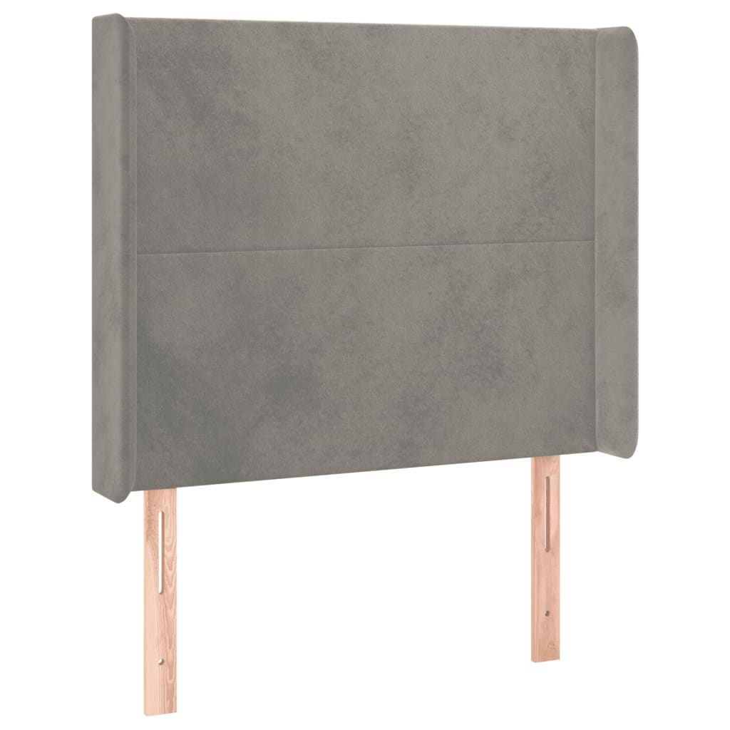 sengegavl med kanter 83x16x118/128 cm fløjl lysegrå