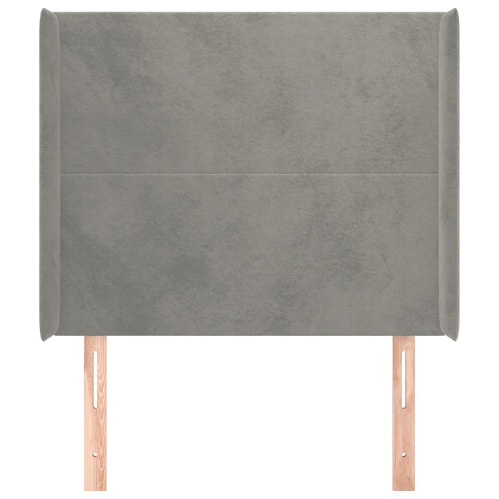 sengegavl med kanter 83x16x118/128 cm fløjl lysegrå