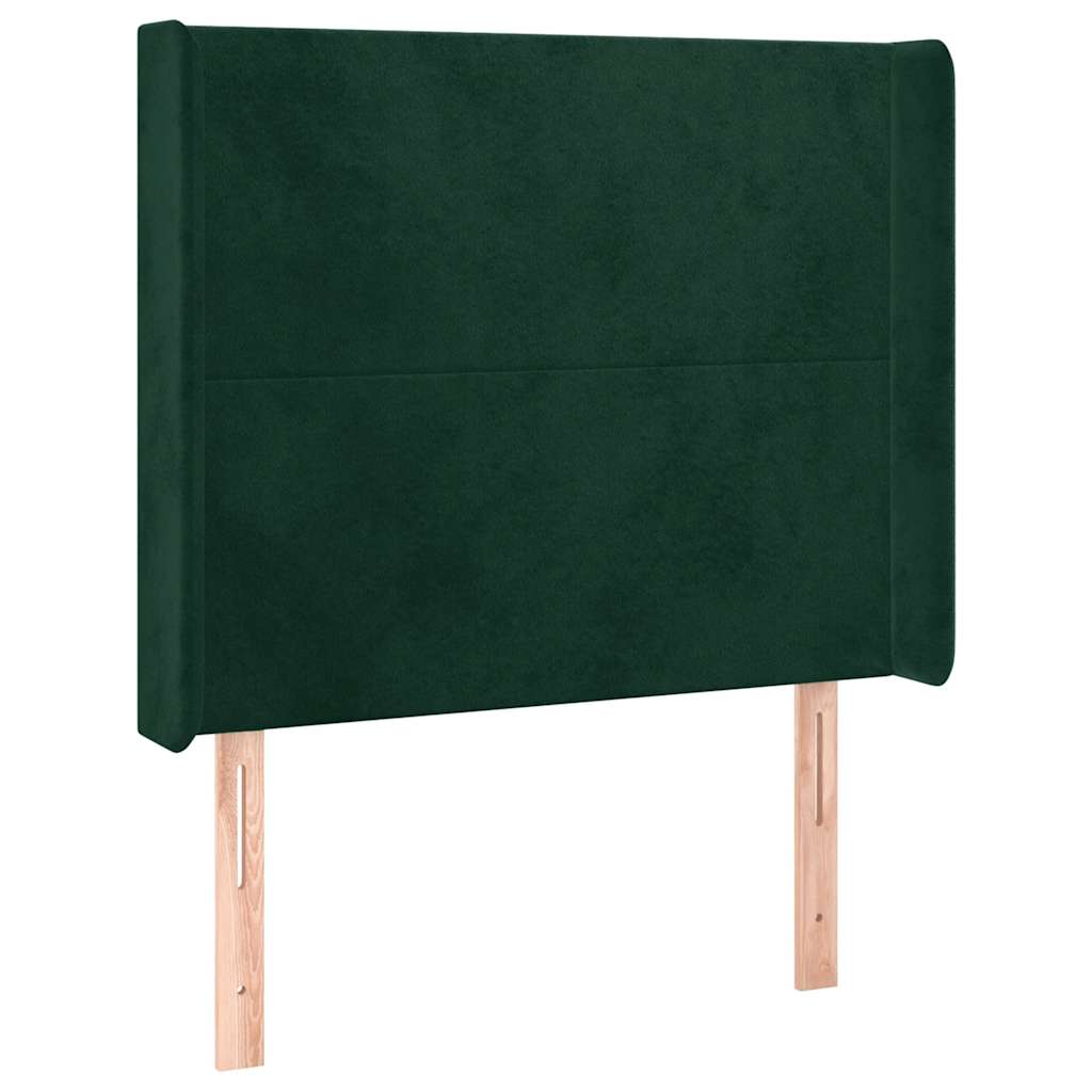 sengegavl med kanter 83x16x118/128 cm fløjl mørkegrøn