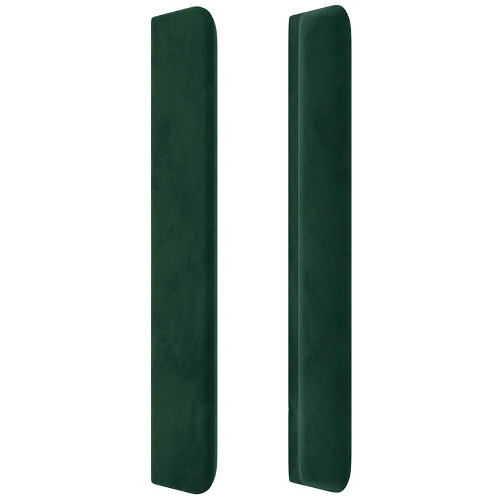 sengegavl med kanter 83x16x118/128 cm fløjl mørkegrøn