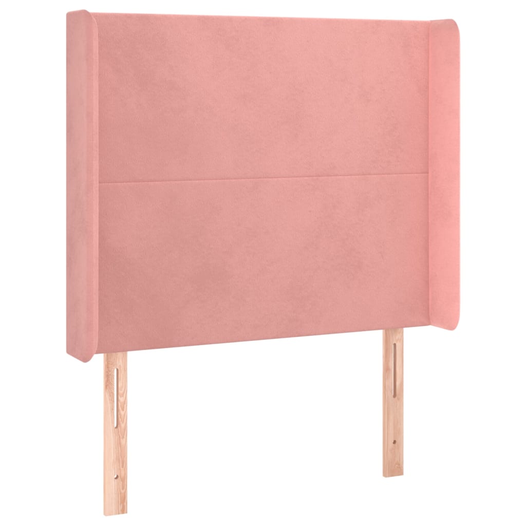 sengegavl med kanter 83x16x118/128 cm fløjl lyserød