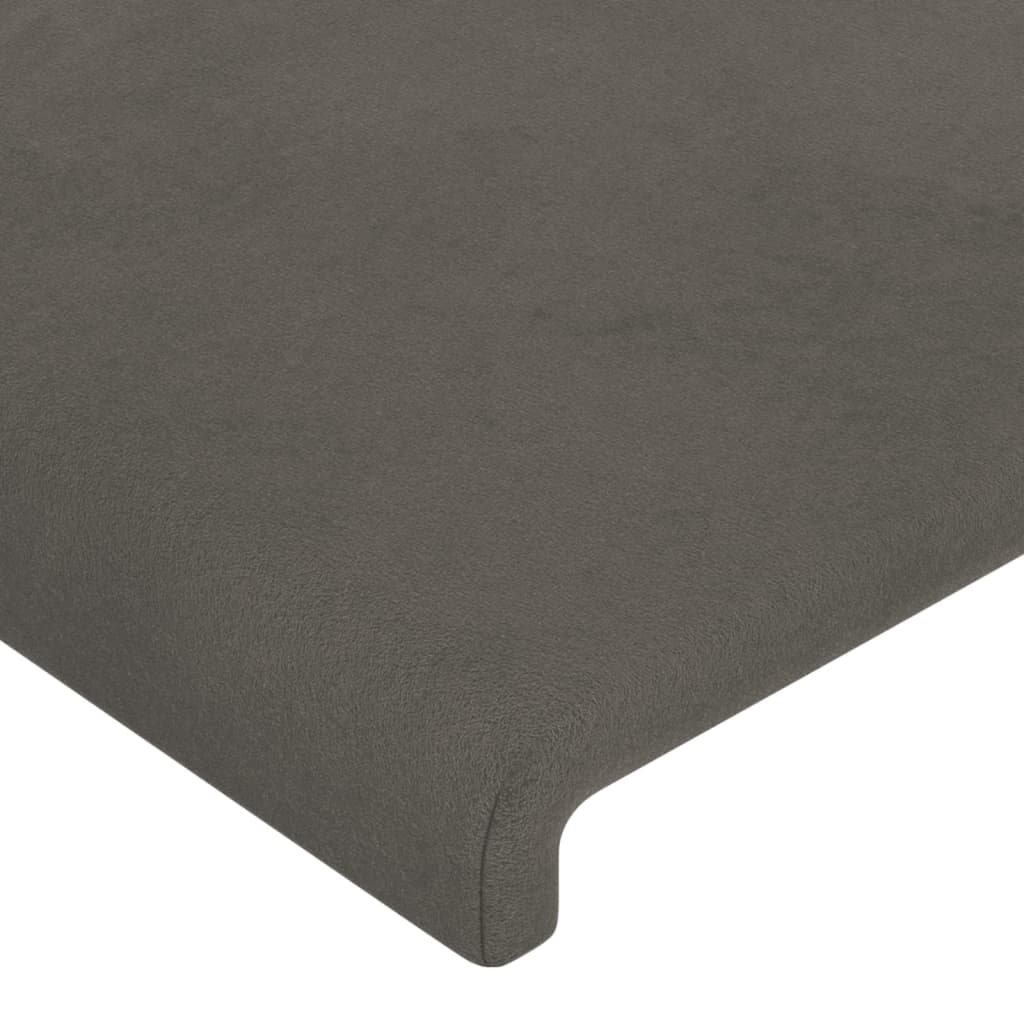sengegavl med kanter 93x16x118/128 cm fløjl mørkegrå