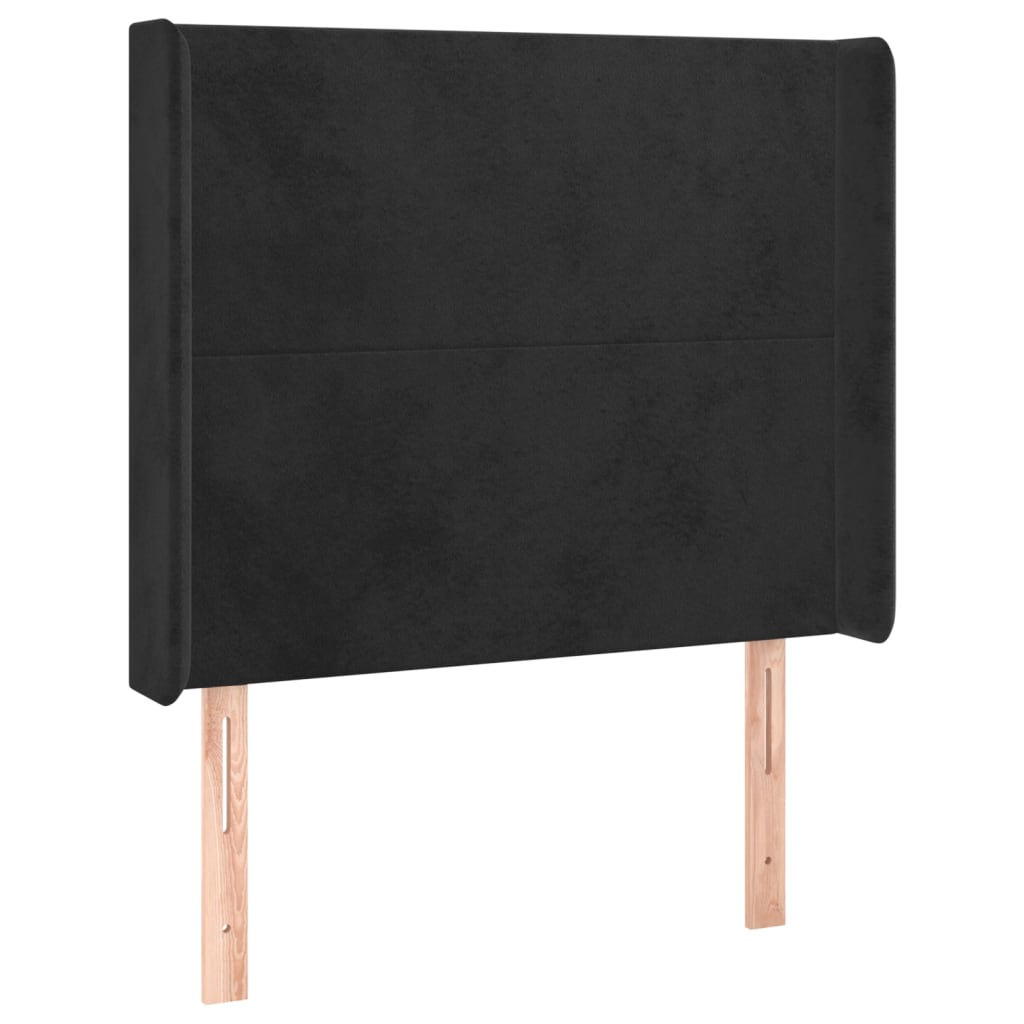 sengegavl med kanter 93x16x118/128 cm fløjl sort