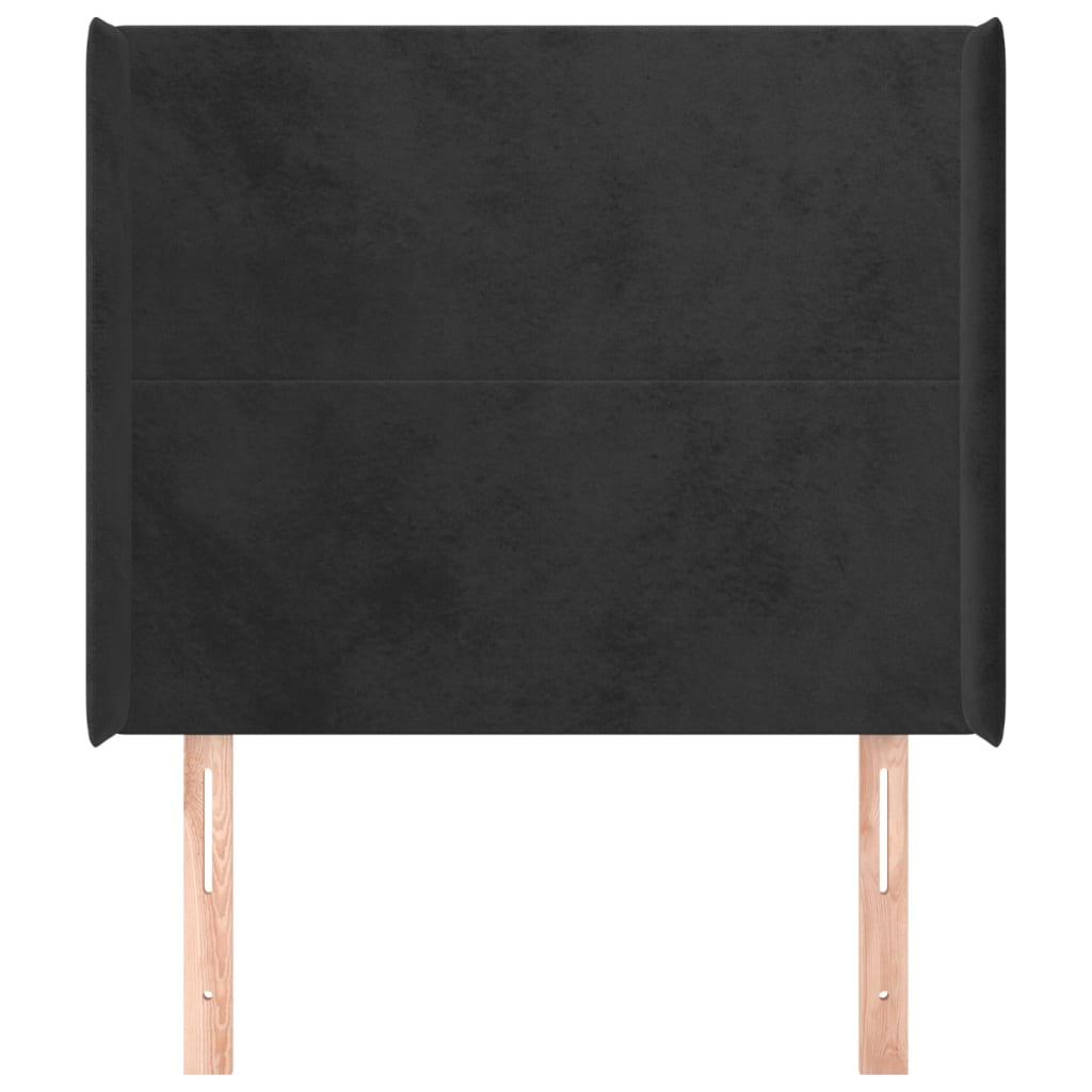 sengegavl med kanter 93x16x118/128 cm fløjl sort