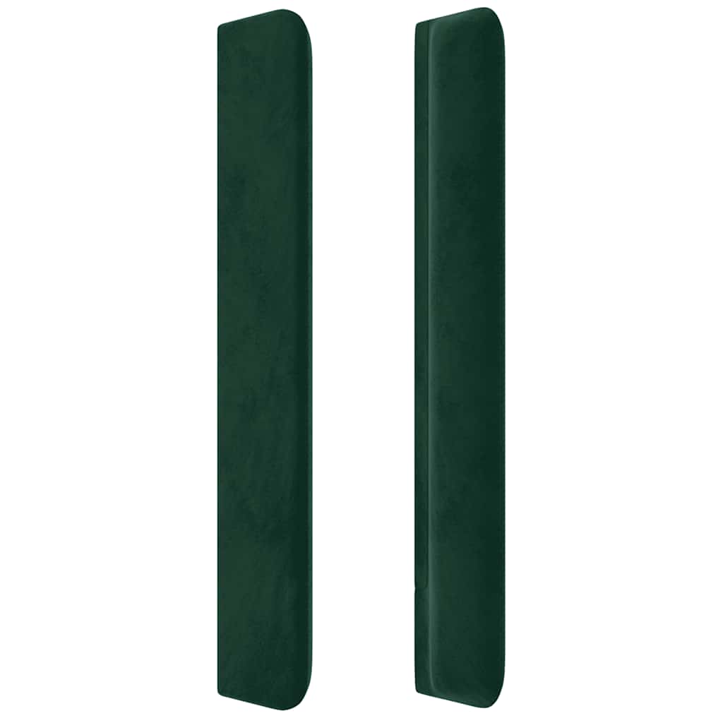 sengegavl med kanter 93x16x118/128 cm fløjl mørkegrøn
