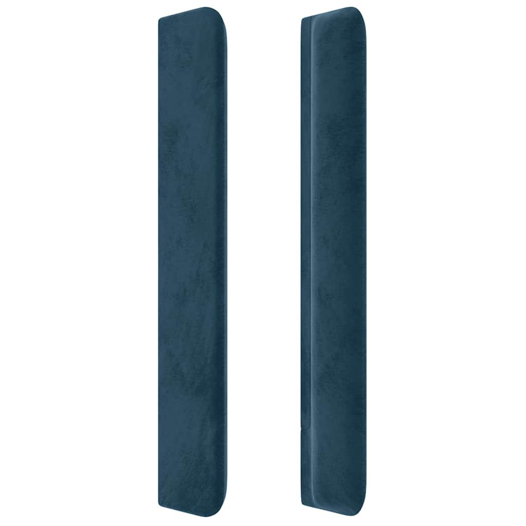 sengegavl med kanter 93x16x118/128 cm fløjl mørkeblå