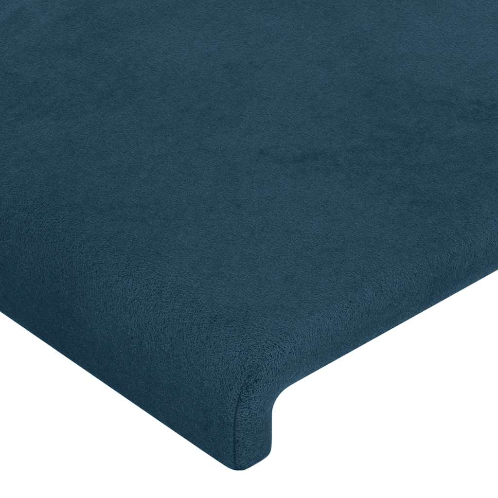 sengegavl med kanter 93x16x118/128 cm fløjl mørkeblå
