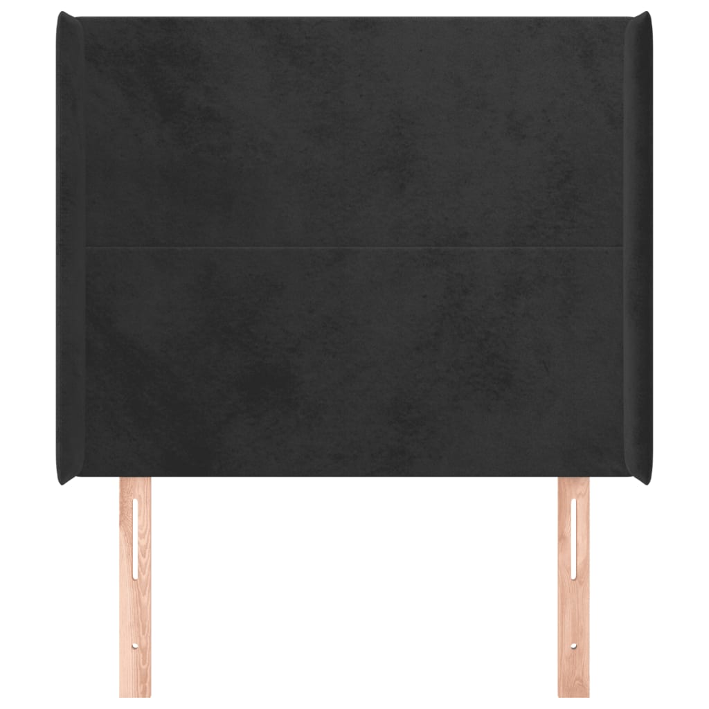 sengegavl med kanter 103x16x118/128 cm fløjl sort