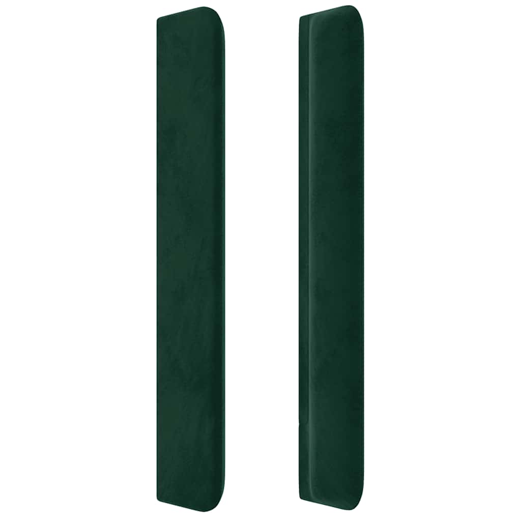 sengegavl med kanter 147x16x118/128 cm fløjl mørkegrøn
