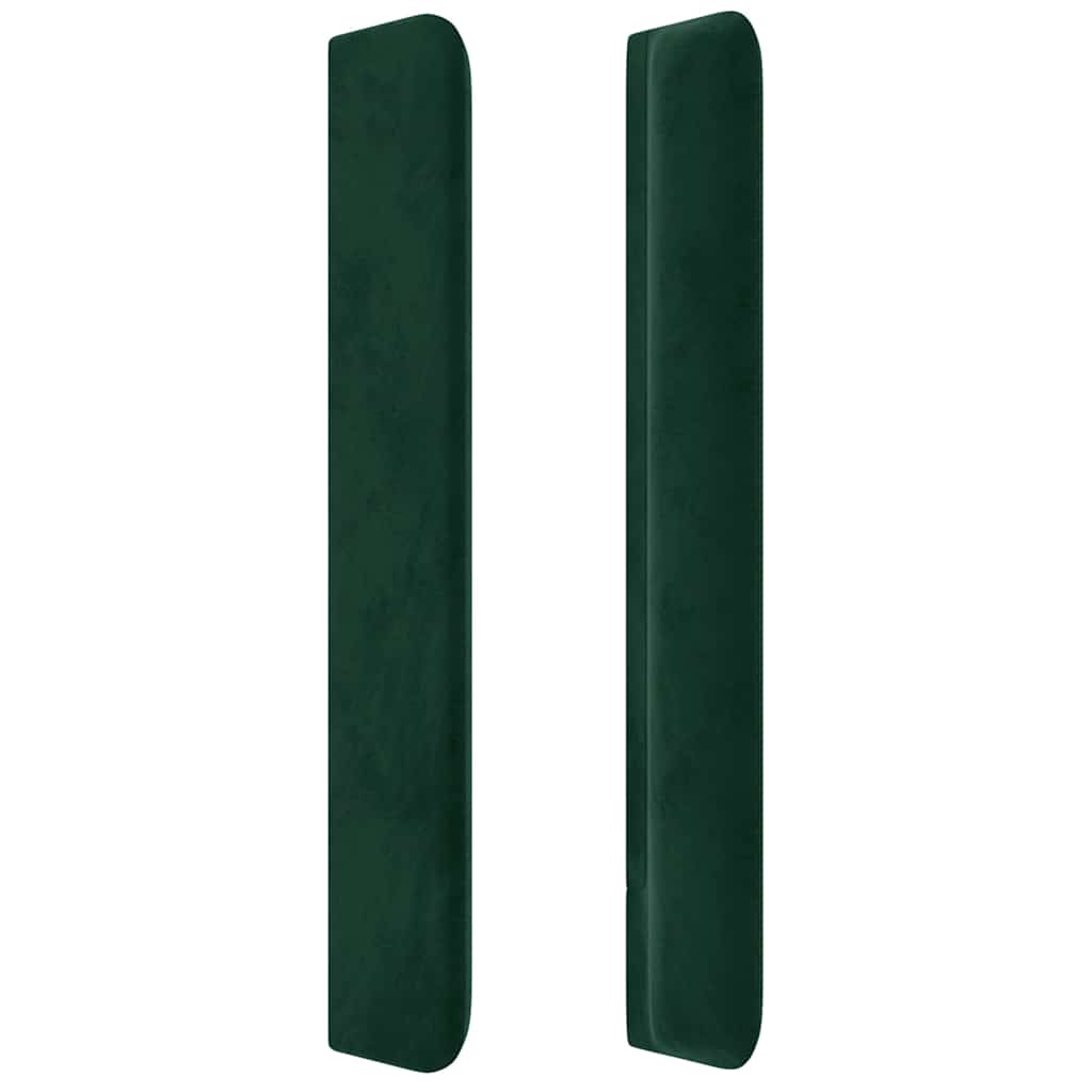 sengegavl med kanter 163x16x118/128 cm fløjl mørkegrøn