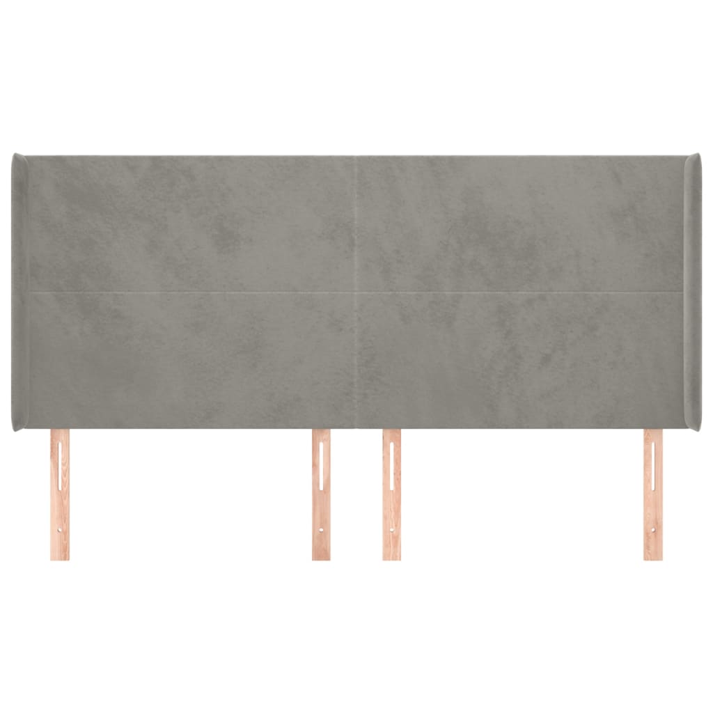 sengegavl med kanter 183x16x118/128 cm fløjl lysegrå
