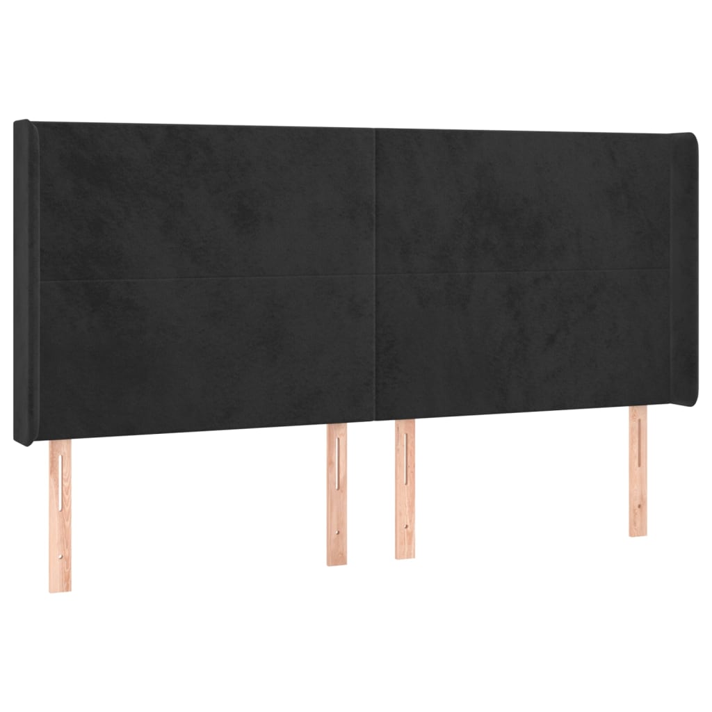 sengegavl med kanter 183x16x118/128 cm fløjl sort