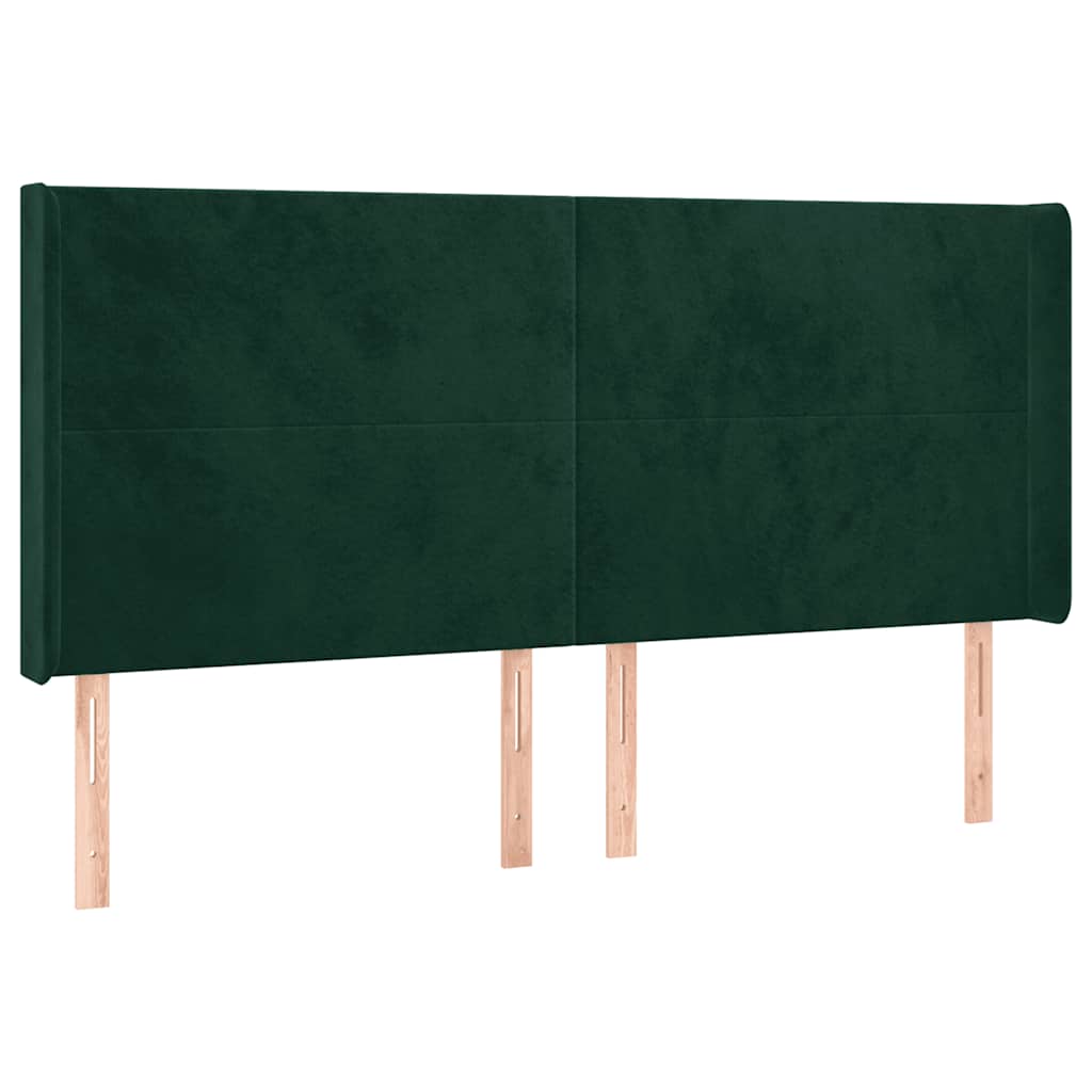 sengegavl med kanter 183x16x118/128 cm fløjl mørkegrøn