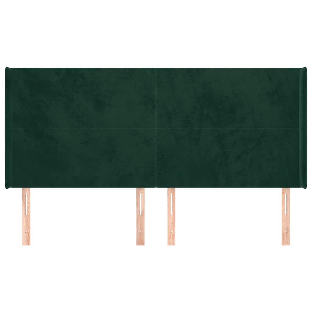 sengegavl med kanter 183x16x118/128 cm fløjl mørkegrøn
