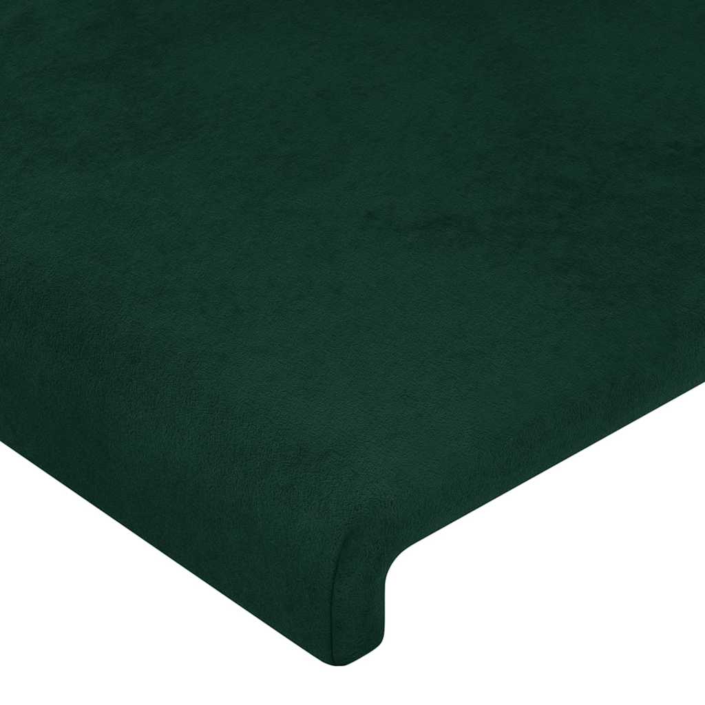 sengegavl med kanter 183x16x118/128 cm fløjl mørkegrøn