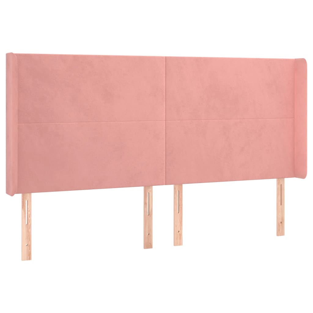 sengegavl med kanter 183x16x118/128 cm fløjl lyserød
