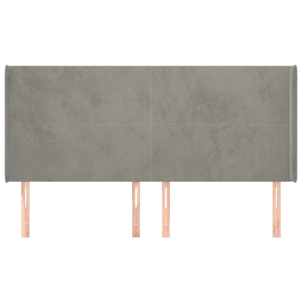 sengegavl med kanter 203x16x118/128 cm fløjl lysegrå