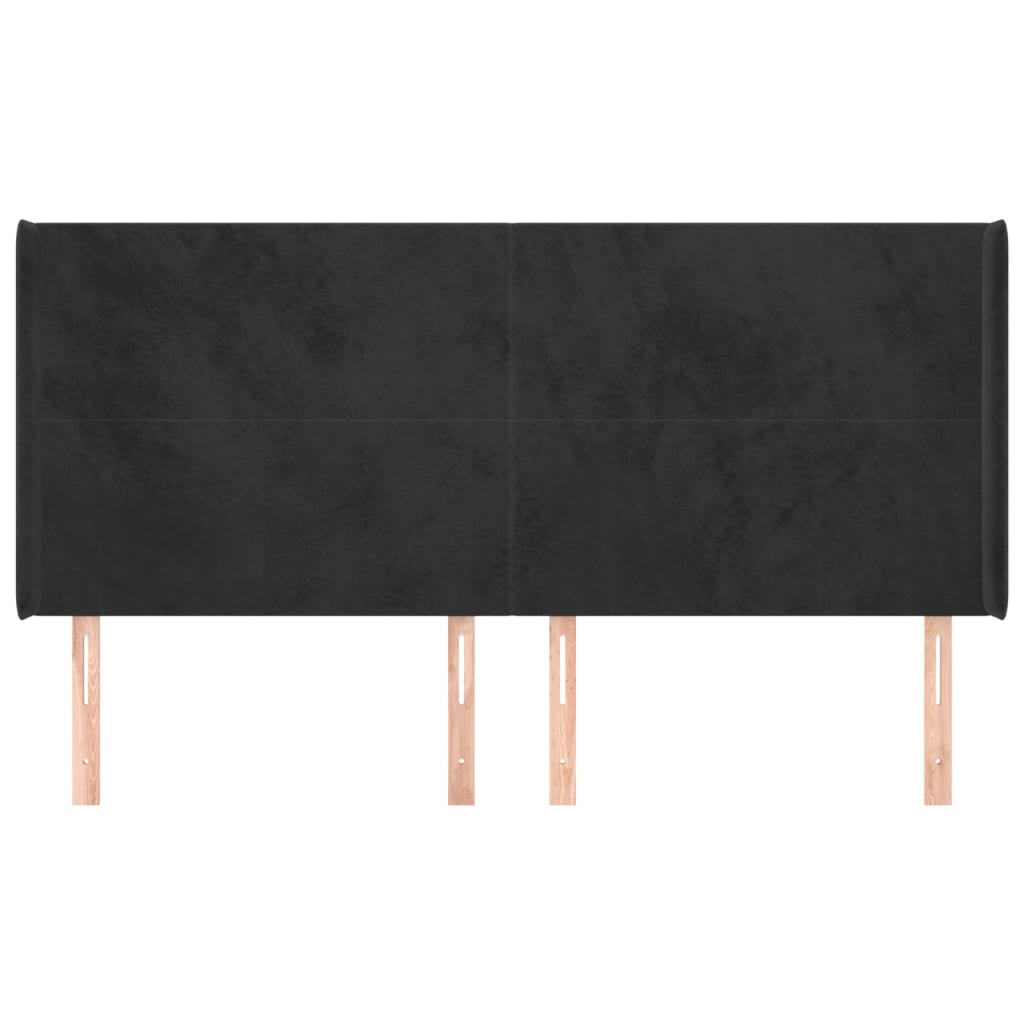 sengegavl med kanter 203x16x118/128 cm fløjl sort
