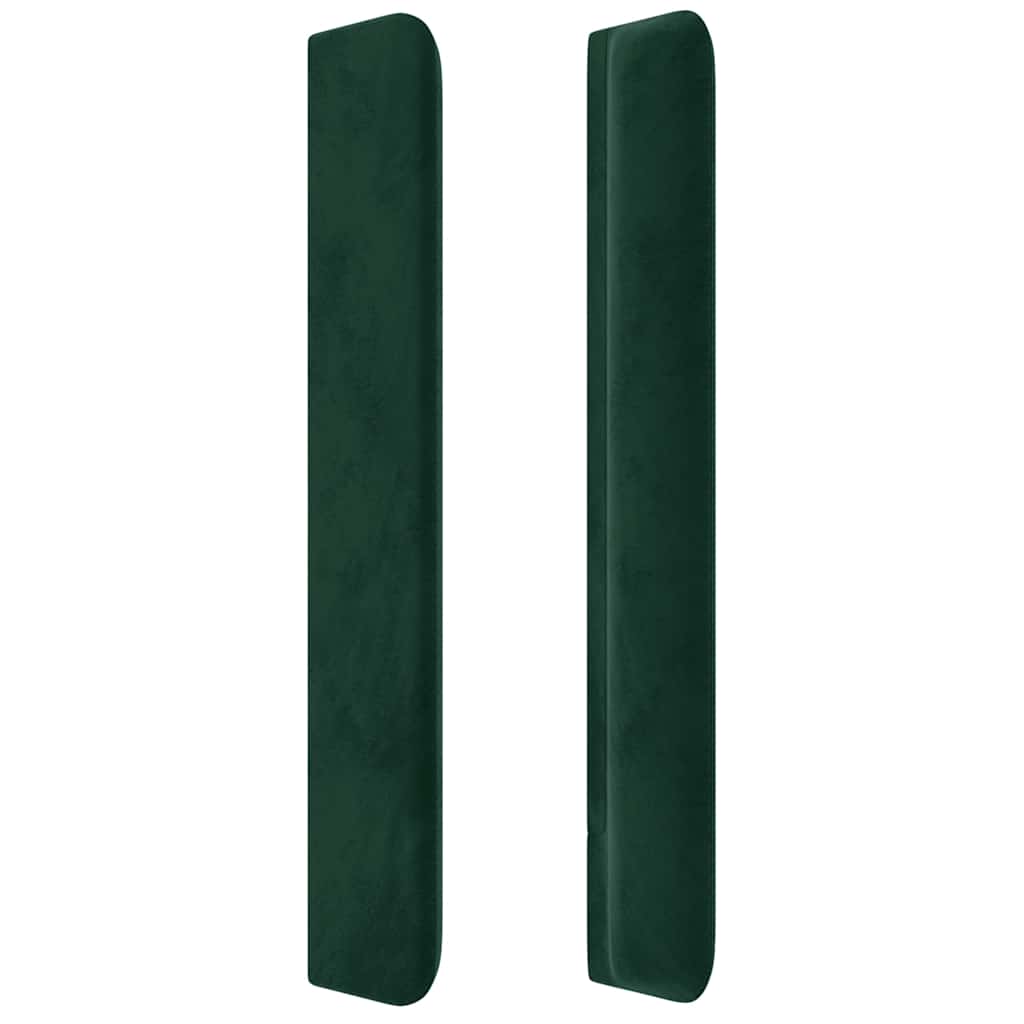 sengegavl med kanter 203x16x118/128 cm fløjl mørkegrøn