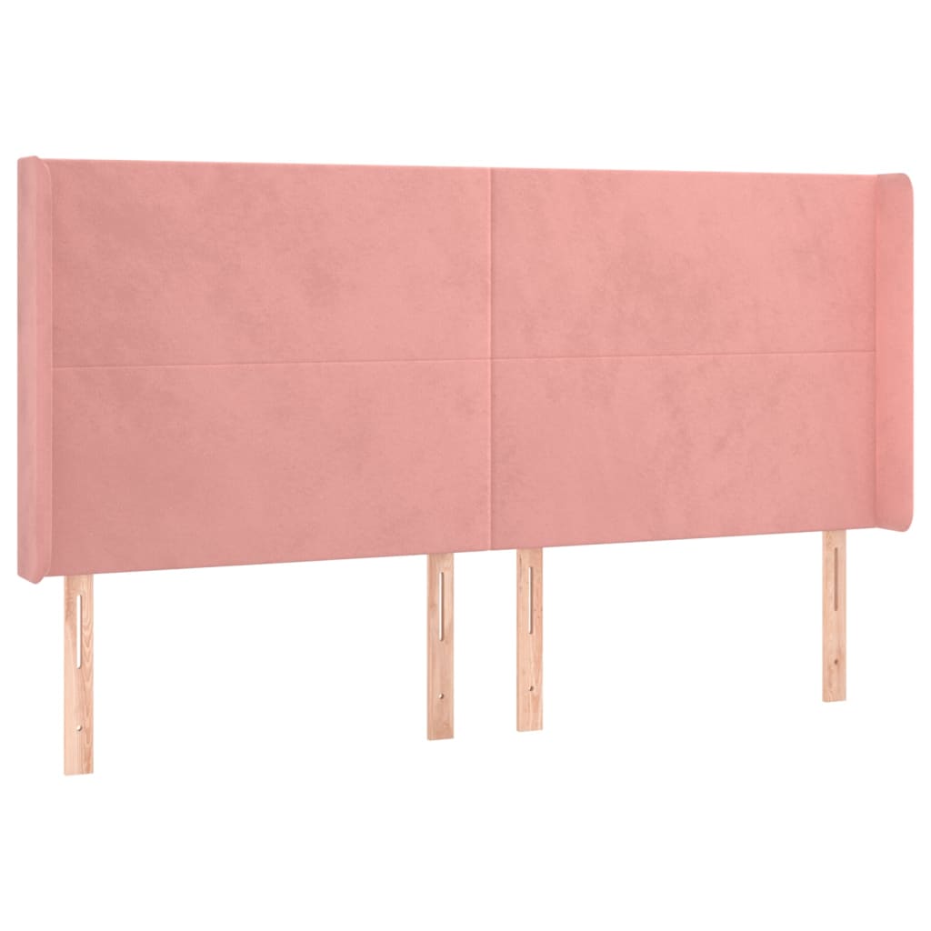 sengegavl med kanter 203x16x118/128 cm fløjl lyserød