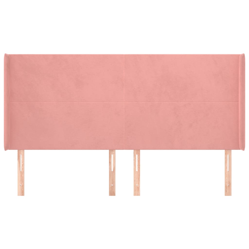 sengegavl med kanter 203x16x118/128 cm fløjl lyserød