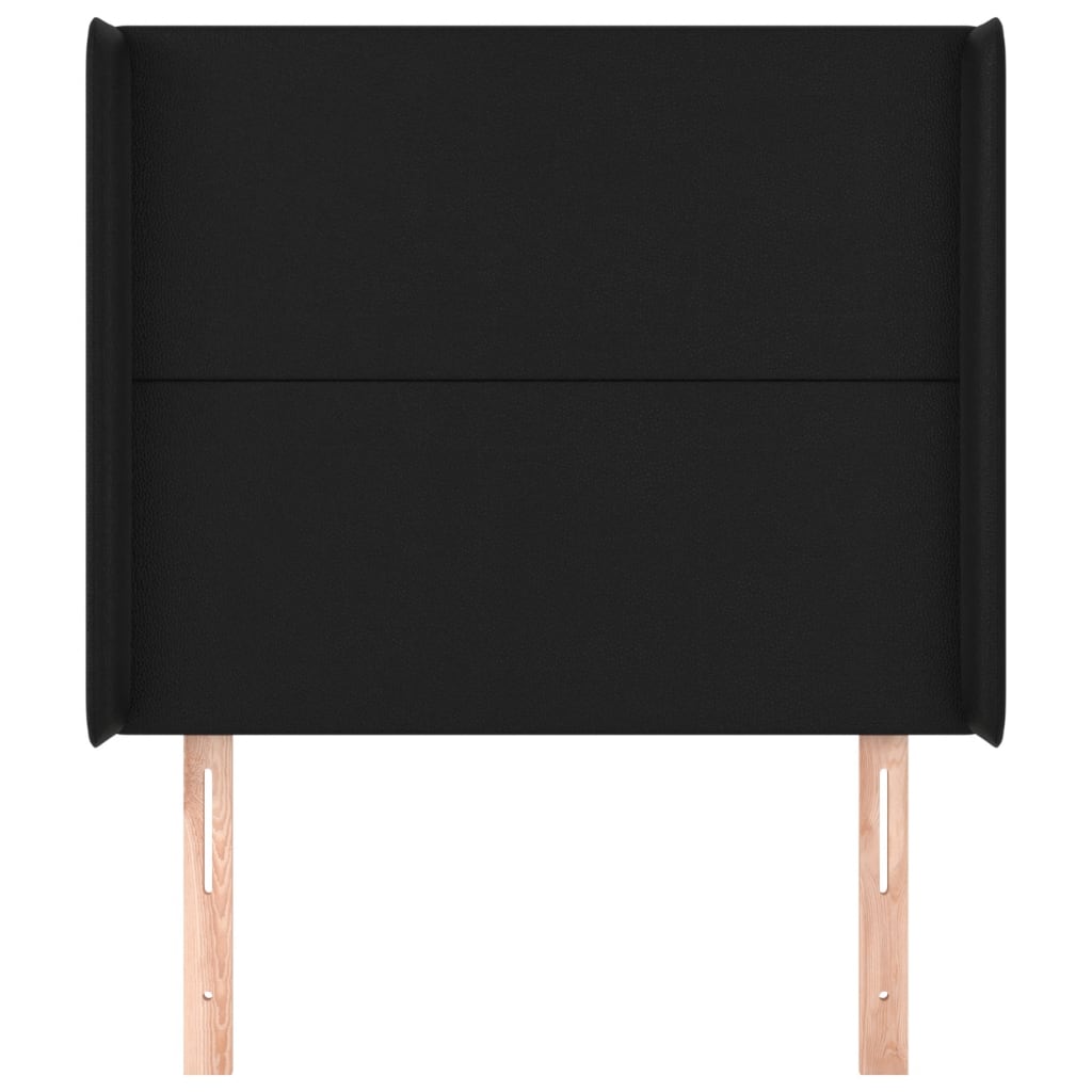sengegavl med kanter 83x16x118/128 cm kunstlæder sort